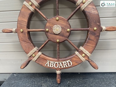 Bánh lái tàu trang trí Welcome Full Nâu đường kính 32 - 62cm [Gỗ dày - 3 Size] BANHLAI-05